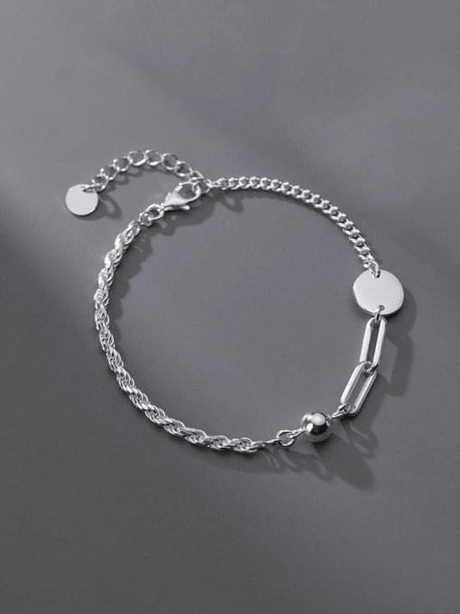 Rosh 925 Sterling Silver Geometric  Chain Minimalist Link Bracelet 0