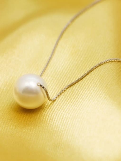 Rosh 925 Sterling Silver Imitation Pearl Round Minimalist Necklace 1