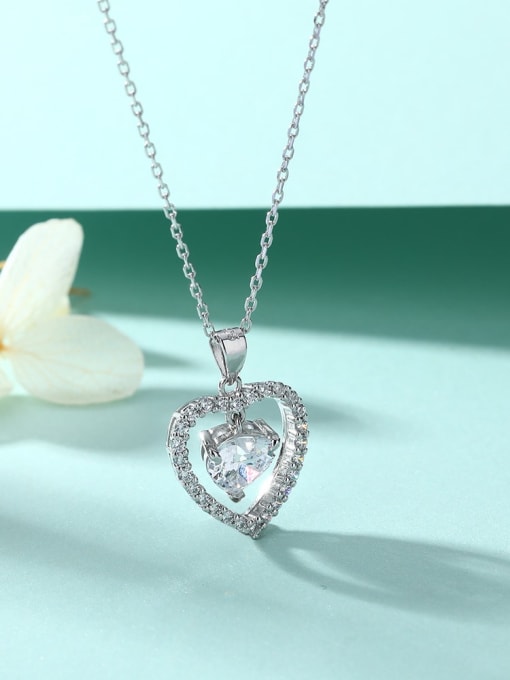 Dan 925 Sterling Silver Birthstone Heart Dainty Necklace 1