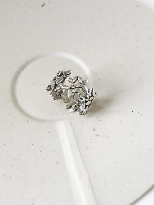 Boomer Cat 925 Sterling Silver  Vintage Retro Little Flower Free Size  Midi Ring 2