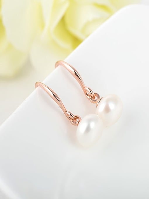 BLING SU Copper Imitation Pearl Round Minimalist Hook Earring 1