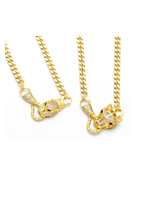 CC Brass Cubic Zirconia Leopard Hip Hop Necklace