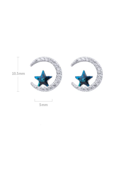 BeiFei Minimalism Silver 925 Sterling Silver Cubic Zirconia Star Cute Stud Earring 2