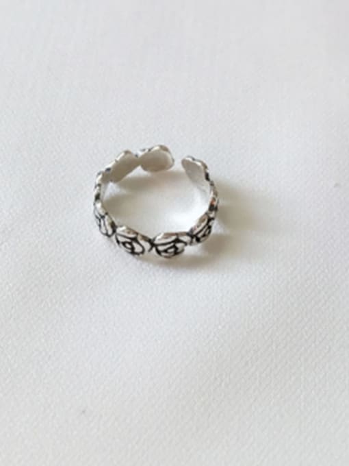 Boomer Cat 925 Sterling Silver Flower Minimalist  free size Ring 0