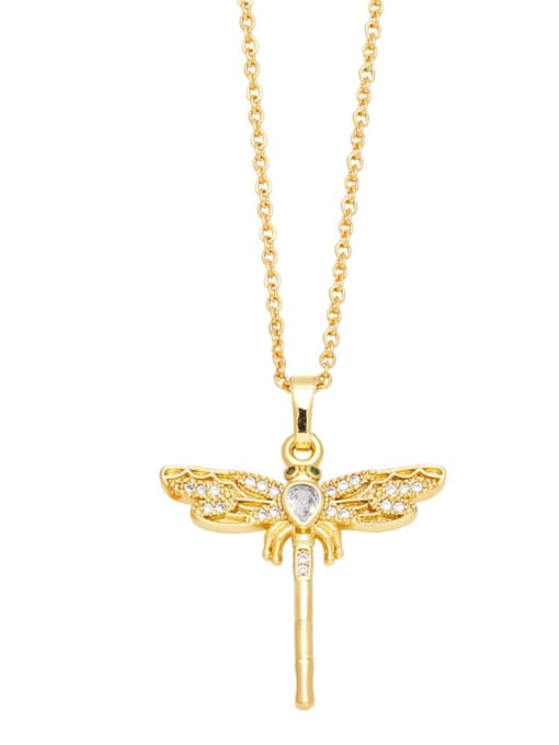 CC Brass Cubic Zirconia Dragonfly Vintage Necklace 3