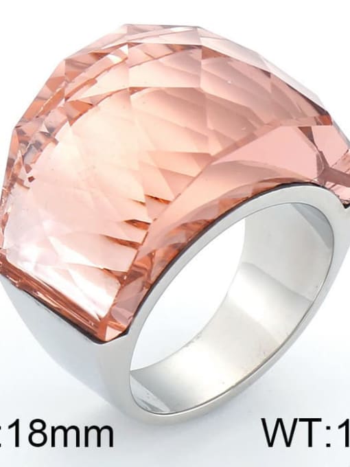 Steel Color, Orange Titanium Steel Glass Stone Geometric Ring with waterproof