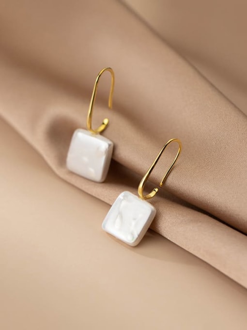 Rosh 925 Sterling Silver Acrylic Square Minimalist Hook Earring