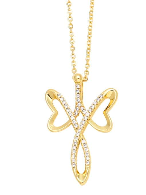 CC Brass Cubic Zirconia Cross Vintage Regligious Necklace 1