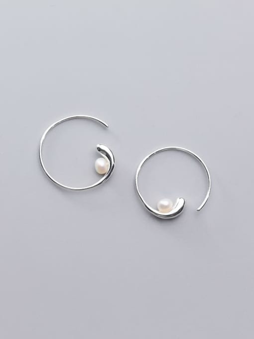 Rosh 925 Sterling Silver Imitation Pearl Irregular Minimalist Stud Earring 3