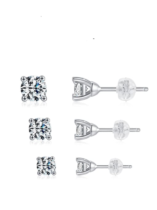 MODN 925 Sterling Silver Moissanite Geometric Dainty Stud Earring 0