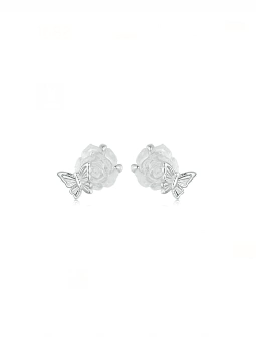 Jare 925 Sterling Silver Resin Flower Dainty Stud Earring