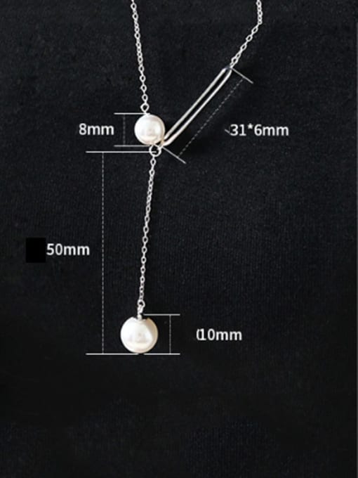 DAKA S925 pure silver simple temperament Shell Bead Long Necklace 4