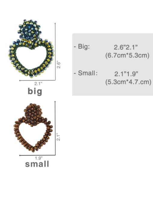 CC Brass Hand-woven rice beads heart earrings Drop Earring 1