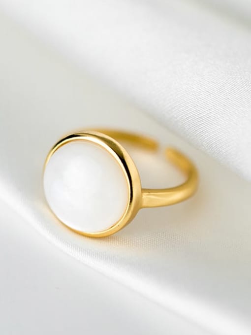 Rosh 925 Sterling Silver With Gold Plated Simple Round Free Size Ring 2