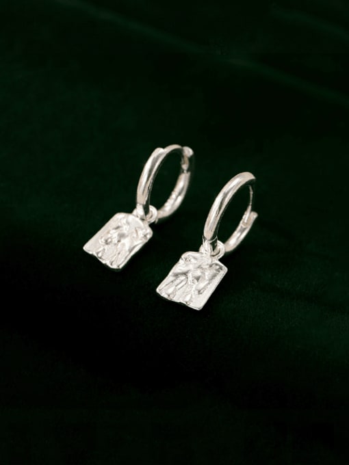 ES2482 Silver 925 Sterling Silver Geometric Trend Huggie Earring