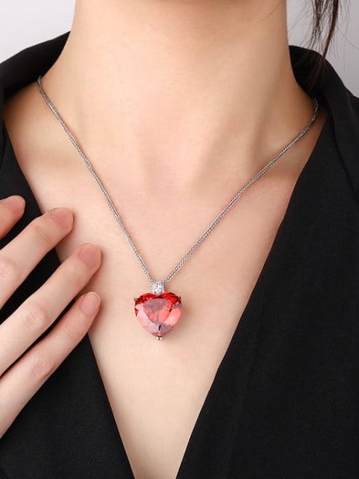 ROSS Brass Cubic Zirconia Heart Luxury Necklace 1