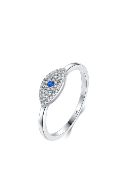 silver 925 Sterling Silver Cubic Zirconia Evil Eye Dainty Band Ring