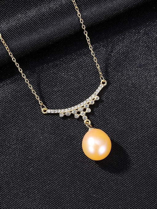 Pk 8G09 925 Sterling Silver Imitation Pearl Water Drop Dainty Necklace