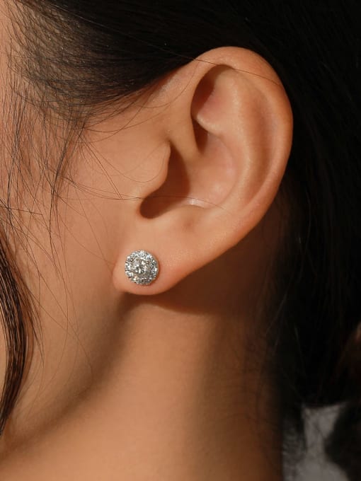 MODN 925 Sterling Silver Moissanite Geometric Dainty Stud Earring 1