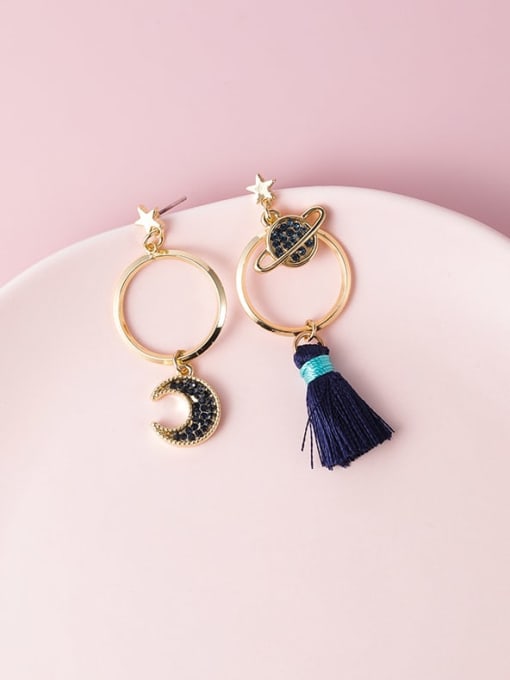 Girlhood Alloy With Gold Plated Fashion Moon Drop Earrings 3