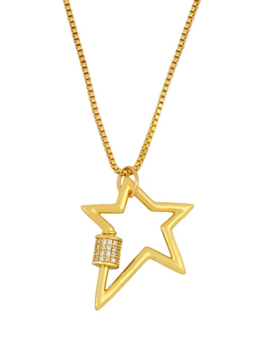 five-pointed star Brass Cubic Zirconia Star Vintage Necklace