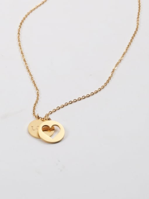 GROSE Titanium Steel Heart Minimalist Round Pendant Necklace 2