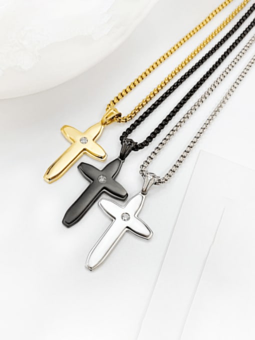 Open Sky Titanium Steel Cross Minimalist Regligious Necklace 1