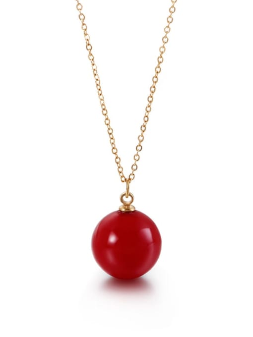 red Stainless Steel Imitation Pearl Multi Color Necklace
