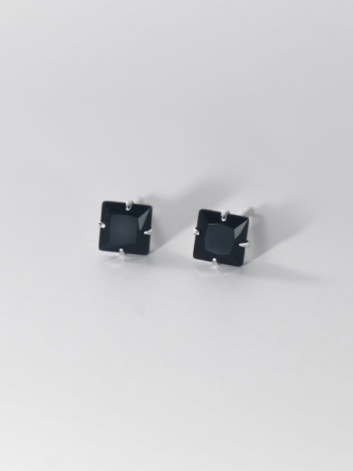 Rosh 925 Sterling Silver Cubic Zirconia Square Minimalist Stud Earring 3