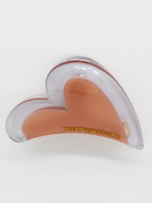 Pink Cellulose Acetate Minimalist Heart Zinc Alloy Jaw Hair Claw