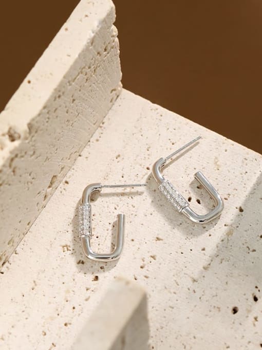 DAKA 925 Sterling Silver Cubic Zirconia Geometric Minimalist Huggie Earring 1
