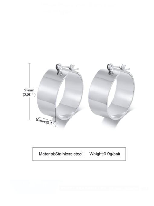 CONG Stainless steel Smooth Geometric Minimalist Huggie Earring 4