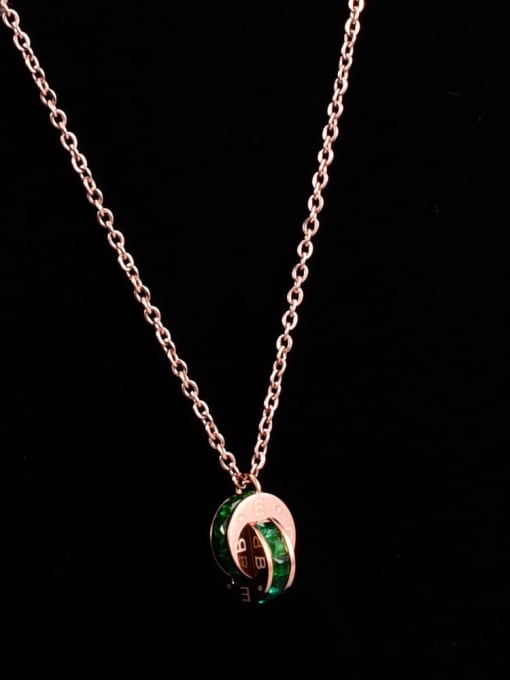 A TEEM Titanium Rhinestone Round Minimalist Necklace 2