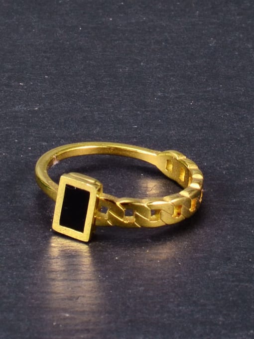 A TEEM Titanium Steel Acrylic Geometric Vintage Band Ring