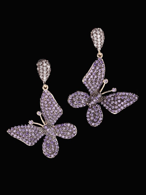 Luxu Brass Cubic Zirconia Butterfly Vintage Cluster Earring 3