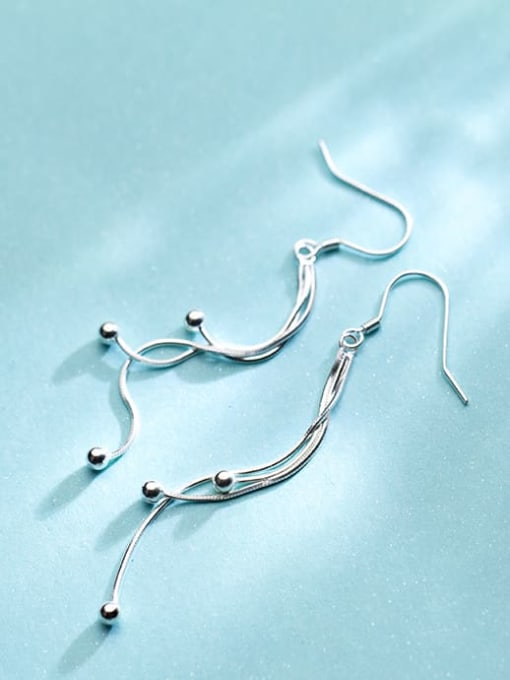 Rosh 925 sterling silver round bead  minimalist tassel threader earring 0
