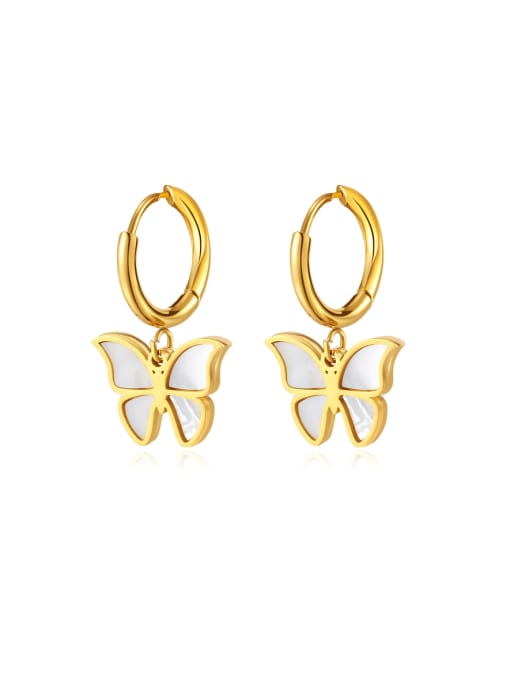 GE836 Steel Earrings Gold Titanium Steel Shell Butterfly Minimalist Huggie Earring