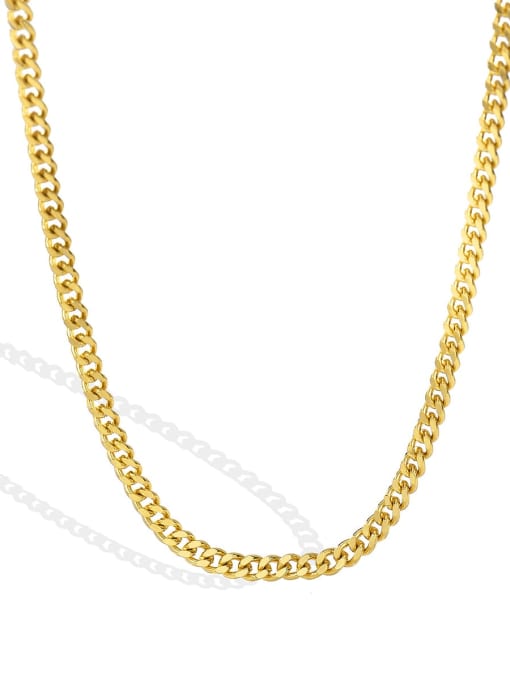 Gold CUBAN CHAIN NECKLACE Brass Holllow Geometric   Chain Vintage Necklace