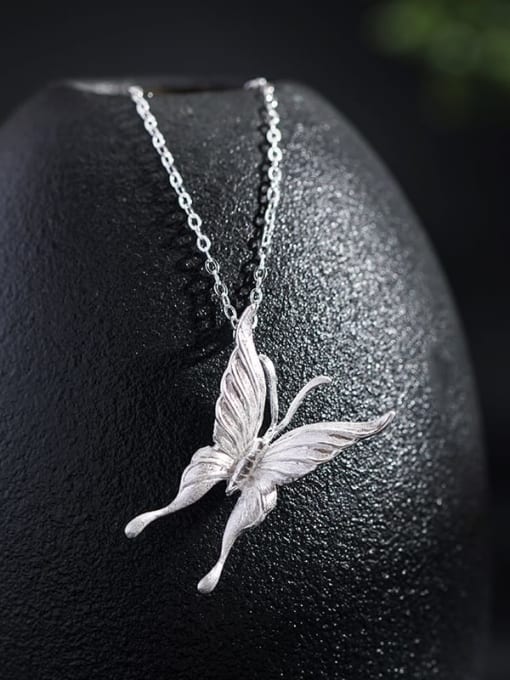 SILVER MI 925 Sterling Silver Butterfly Artisan Necklace 1