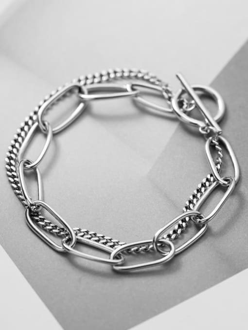 Rosh 925 Sterling Silver Geometric Chain Vintage Link Bracelet 2
