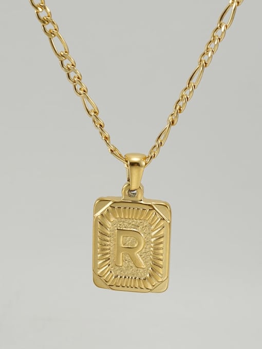 Gold R Titanium Steel Letter Hip Hop coin Necklace with 26 letters