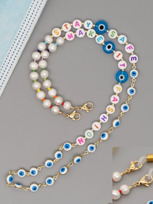ZZ N200088C Stainless steel Imitation Pearl Multi Color Letter Bohemia Hand-woven Necklace