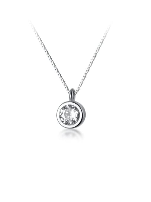 Rosh 925 Sterling Silver Rhinestone Round Minimalist pendant Necklace