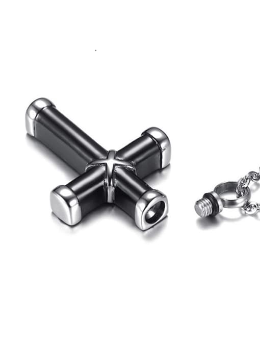 CONG Titanium Steel Cross Vintage  pendant  bead Chain  necklace 1