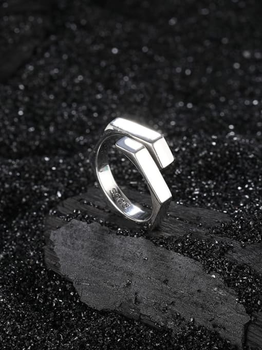 KDP-Silver 925 Sterling Silver Geometric Vintage Band Ring 2