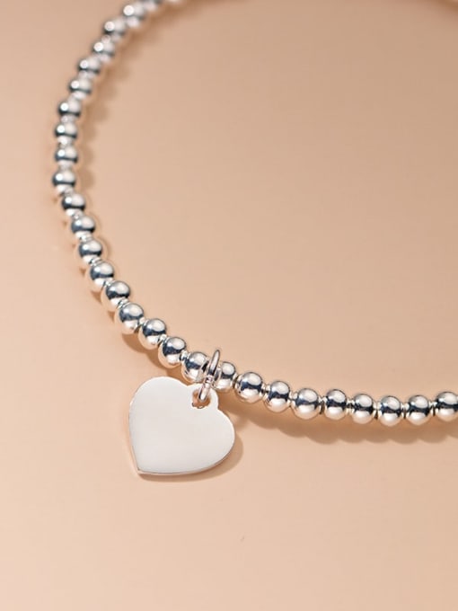 Rosh 925 Sterling Silver Heart Minimalist Beaded Bracelet 1
