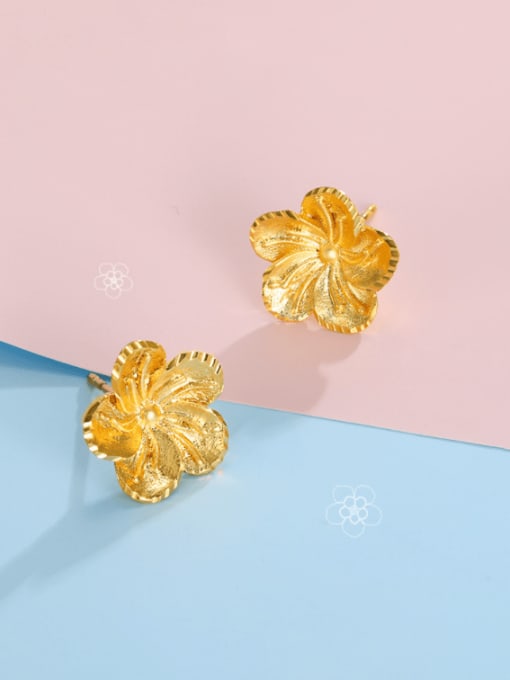 24K Gold Plated Alloy Flower Vintage Stud Earring