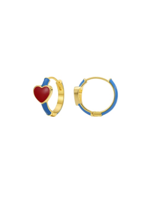 Gold Heart shaped Oil Dropping Earrings Brass Enamel Heart Minimalist Huggie Earring