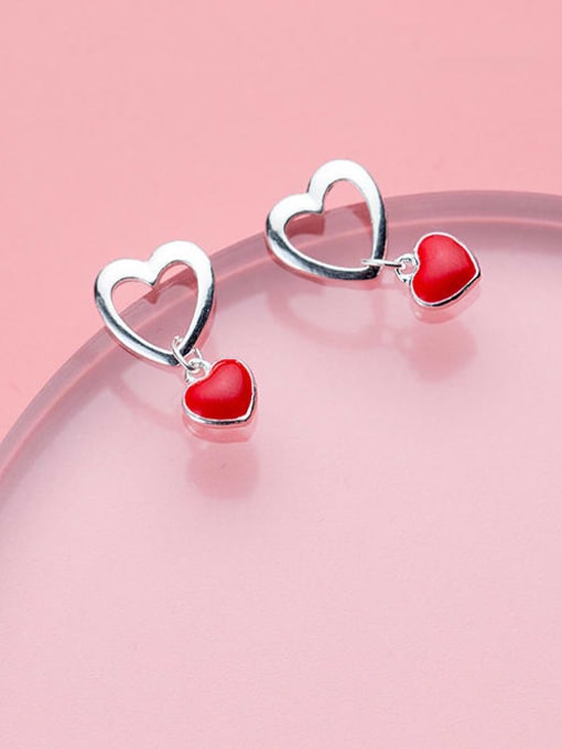 Rosh 925 Sterling Silver Enamel Heart Minimalist Stud Earring 0
