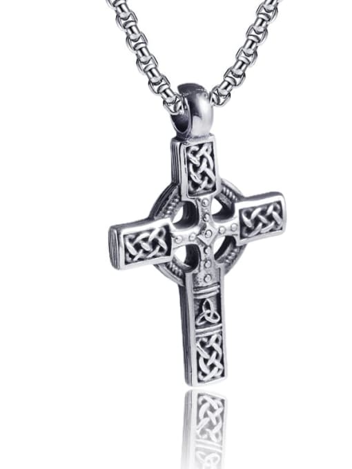 Cross Pendant (with chain 60cm) Titanium Steel Cross Hip Hop Necklace